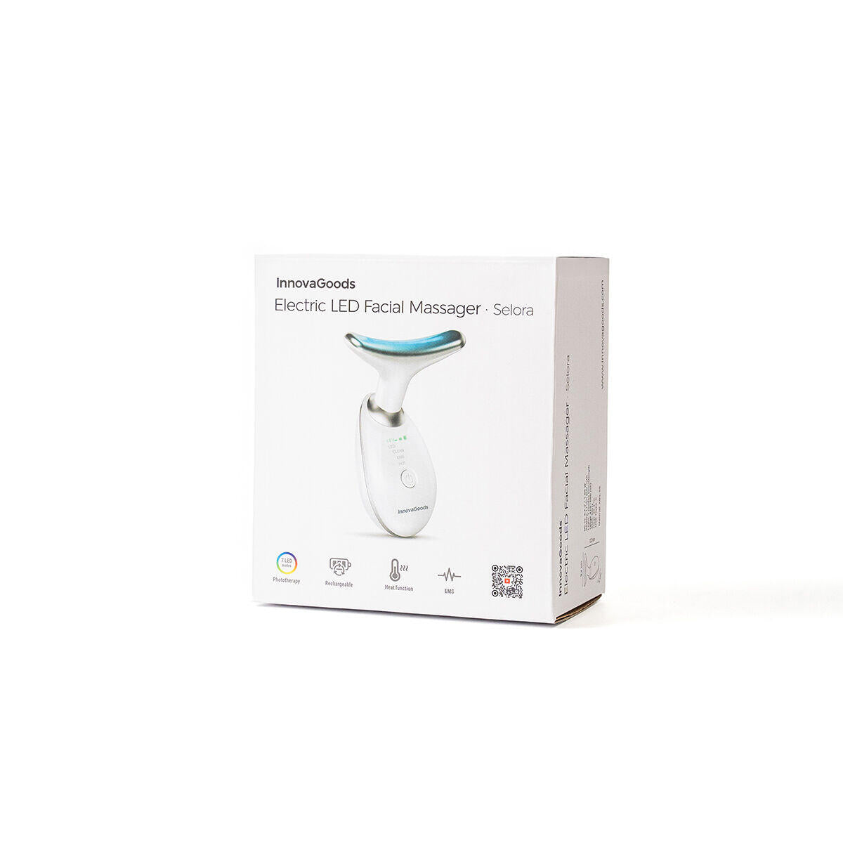 Masajeador Facial Eléctrico Reafirmante para Cara y Cuello con LED, EMS y Calor Selora InnovaGoods